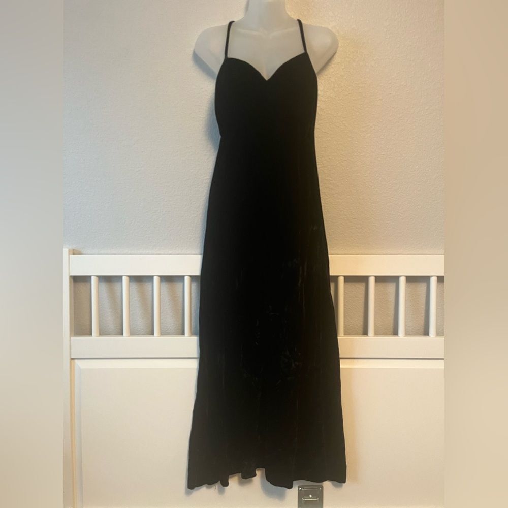 Vintage Velvet cross back Maxi Dress Babydoll fairy grunge vamp whimsigoth XS